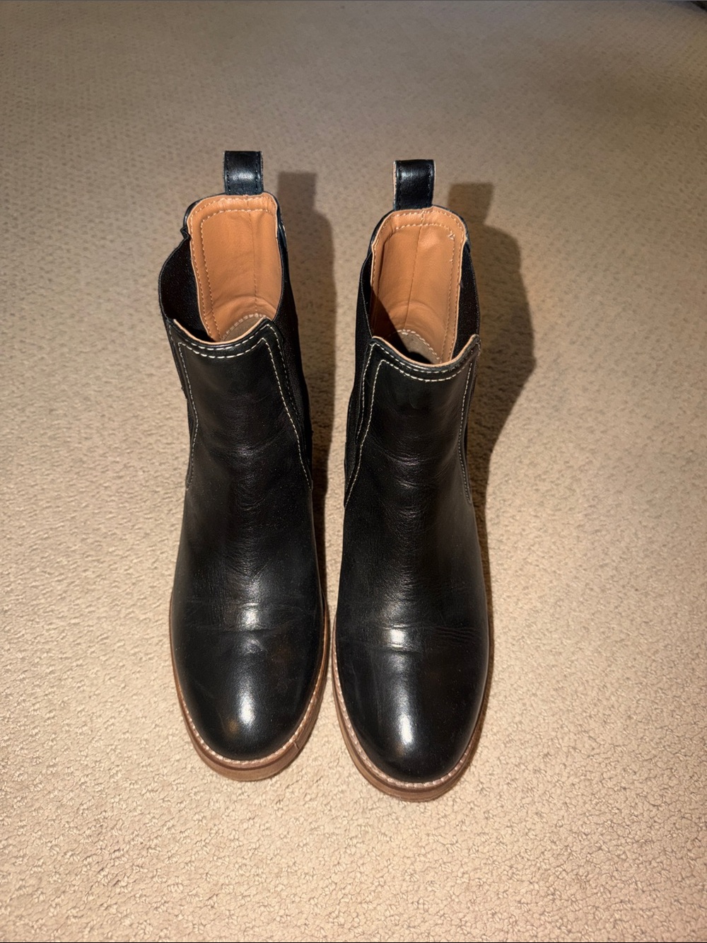 Joie Black Leather Chelsea Ankle Booties with Tan Interior